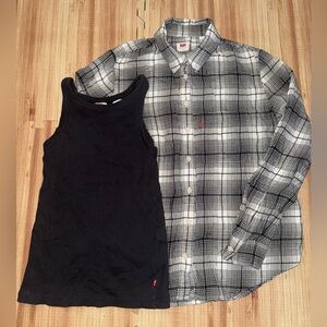 Levi's women’s  Black and White Plaid Shirt with tank
